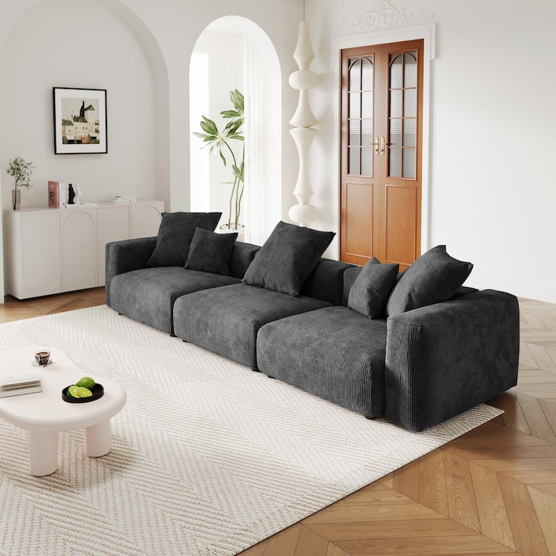 142" Luxurious Sectional Couch Sofa with 5 Pillows
