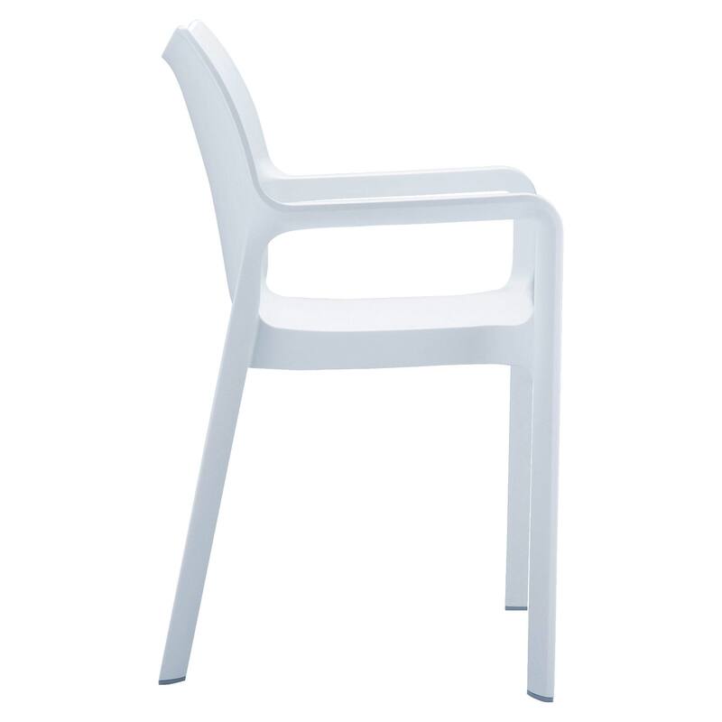 33" White Outdoor Patio Solid Dining Arm Chair