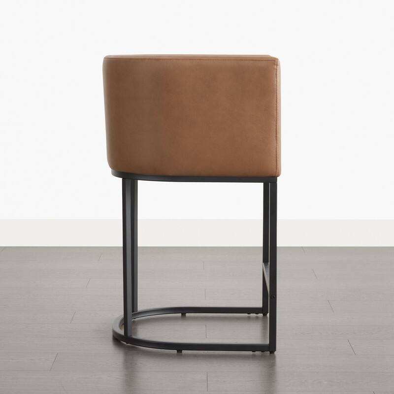 Spruce & Spring Modern Upholstered Barrel Counter Bar Stool with Arm