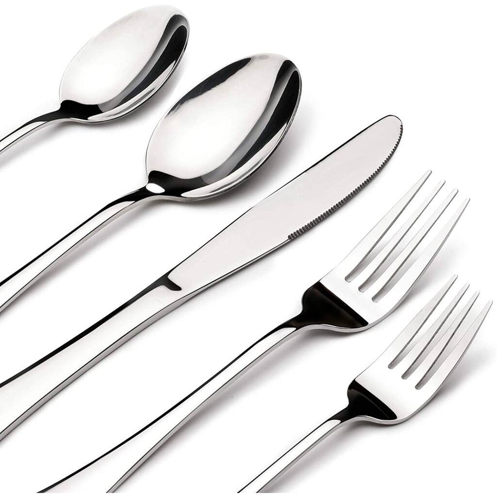 60 Piece Silverware Set for 12, Heavy Duty Stainless Steel Flatware Utensils Cutlery Set Including Steak Knife Fork and Spoo