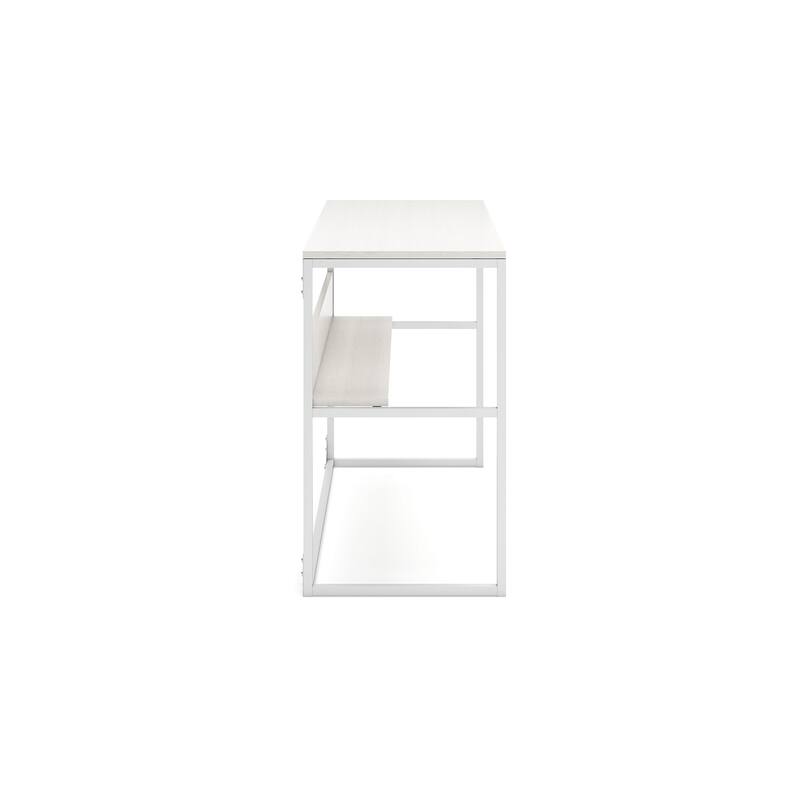 Deni Home Office Desk, 1 Shelf, White Wood, Metal Frame, 47 Inch