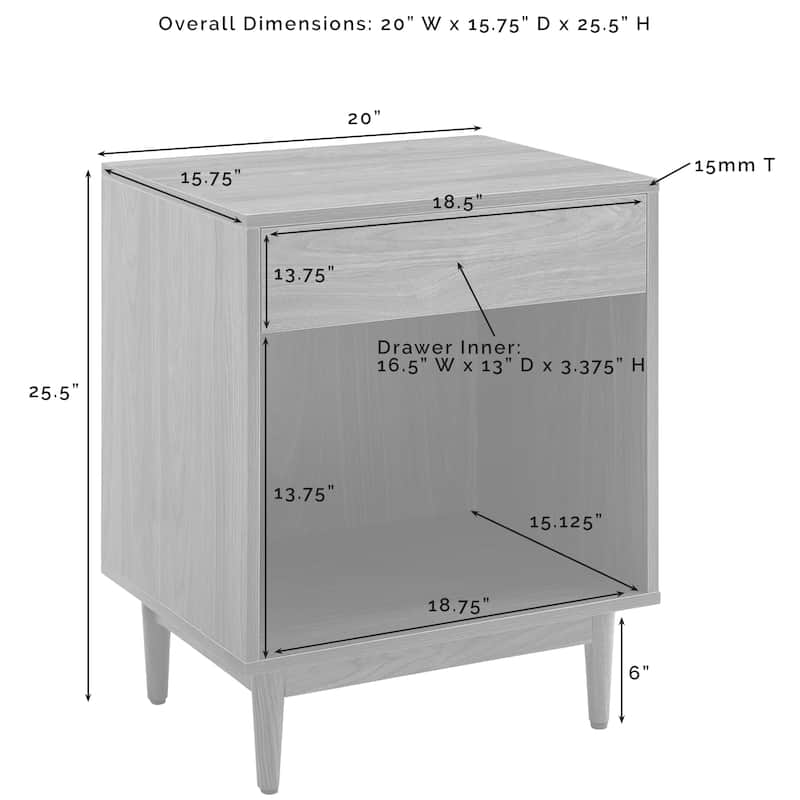 Crosley Liam Record Storage End Table - 25.5"H x 20"W x 15.75"D