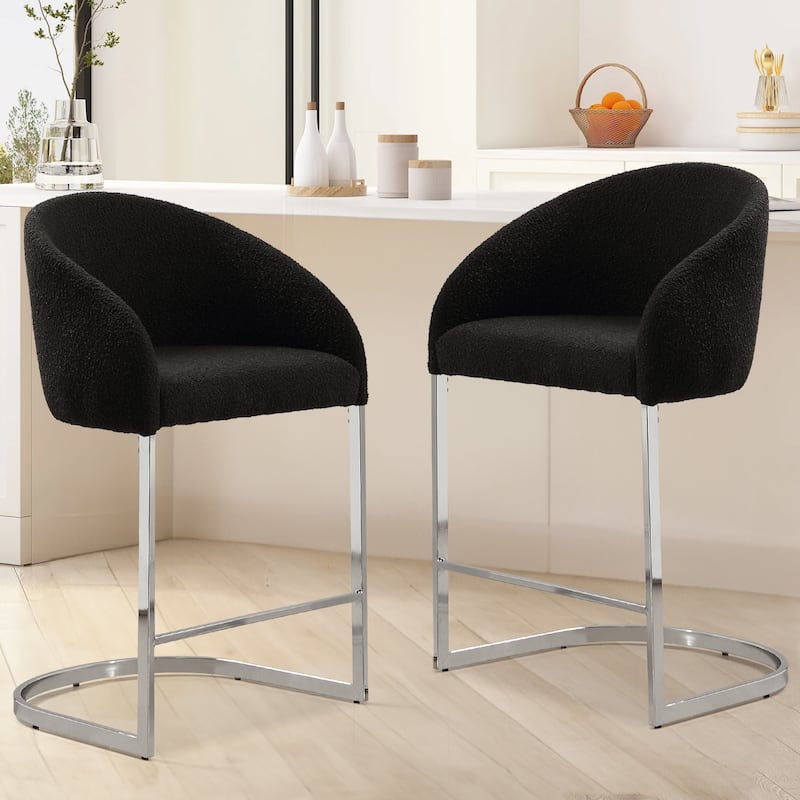 26" Fabric Upholstered Counter Height Bar Stools with Arms - 37" H x 22.4" W x 22" D