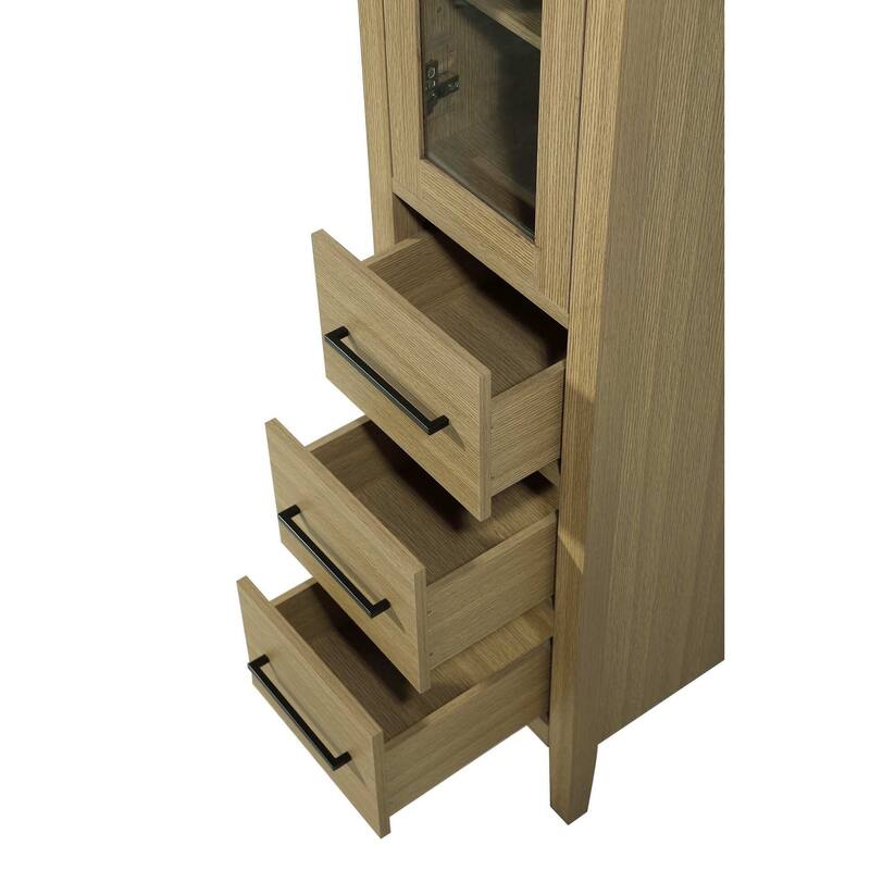 Laura 16-28 Inch Bath Storage Glass Cabinet