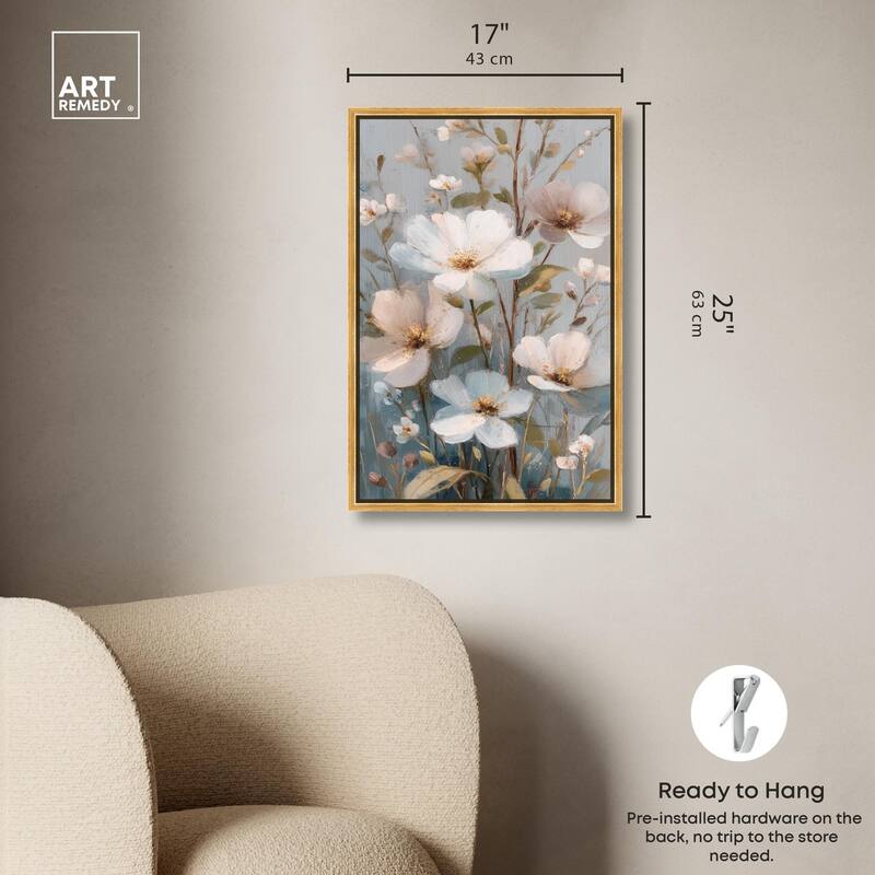Vintage White Meadow Canvas by Art Remedy