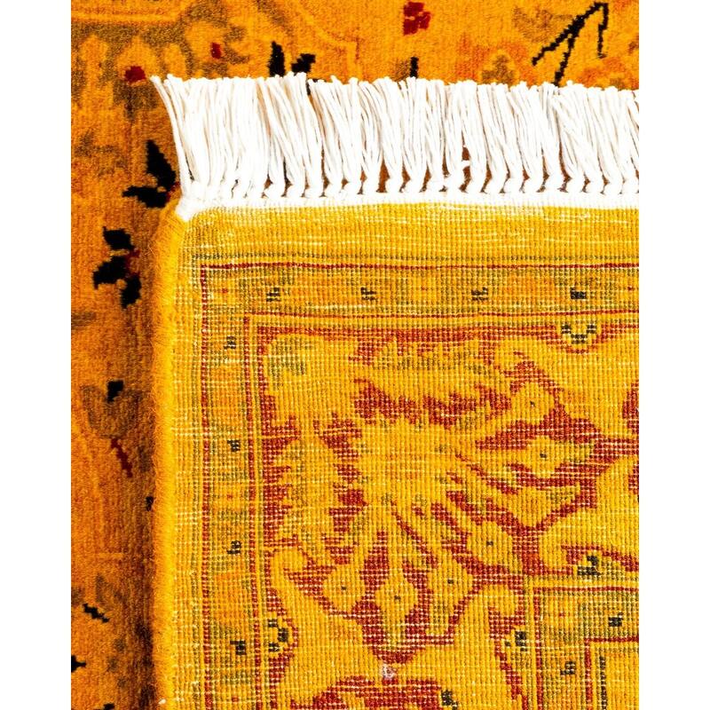 Overton Hand Knotted Wool Vintage Inspired Modern Contemporary Overdyed Yellow Runner Rug - 2' 7" x 8' 2"
