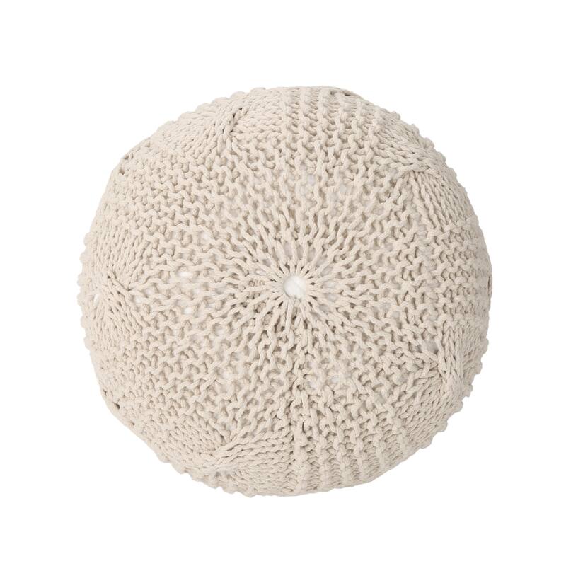 Bordeaux Knitted Cotton Round Pouf,Comfortable choice, multiple functions, classic design, and cozy cornersCoral