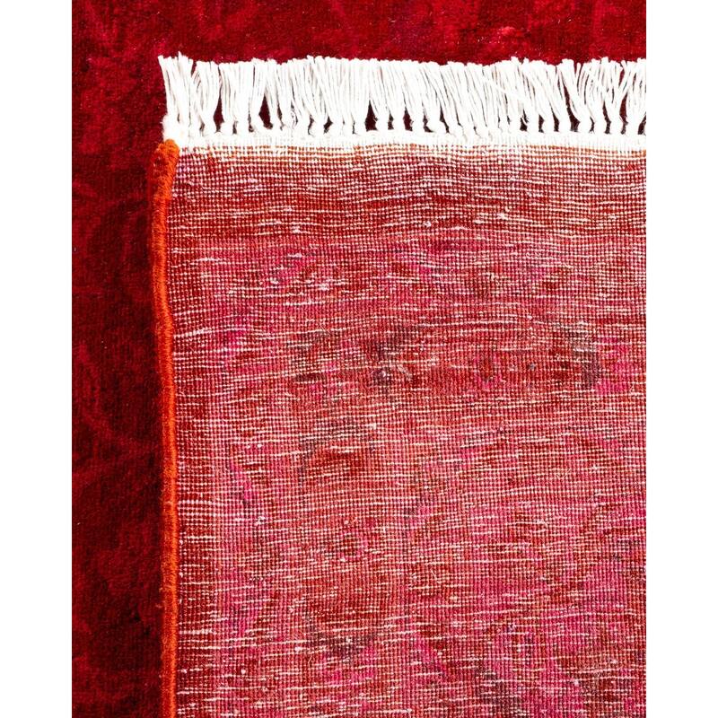 Overton Hand Knotted Wool Vintage Inspired Modern Contemporary Overdyed Pink Area Rug - 9' 0" x 12' 1"