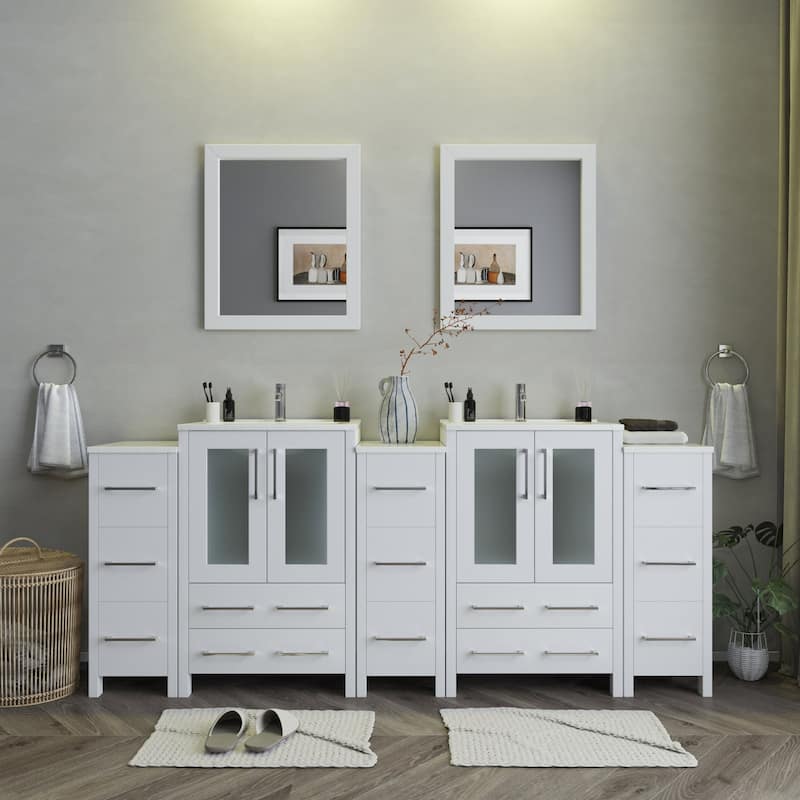 Vanity Art 84-Inch Double Sink Bathroom Vanity Set with Top and Free Mirrors - 84 X 18.1 X 35.8