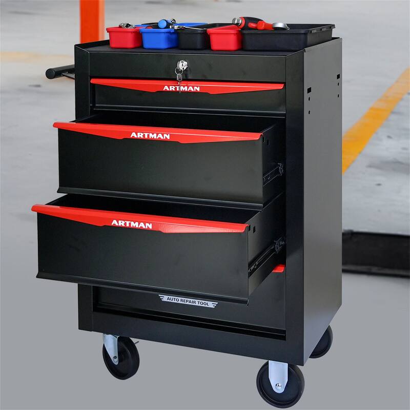 Rolling Metal Tool Cart with 4/5/6/7 Drawers,Ball Bearing Drawer Slide