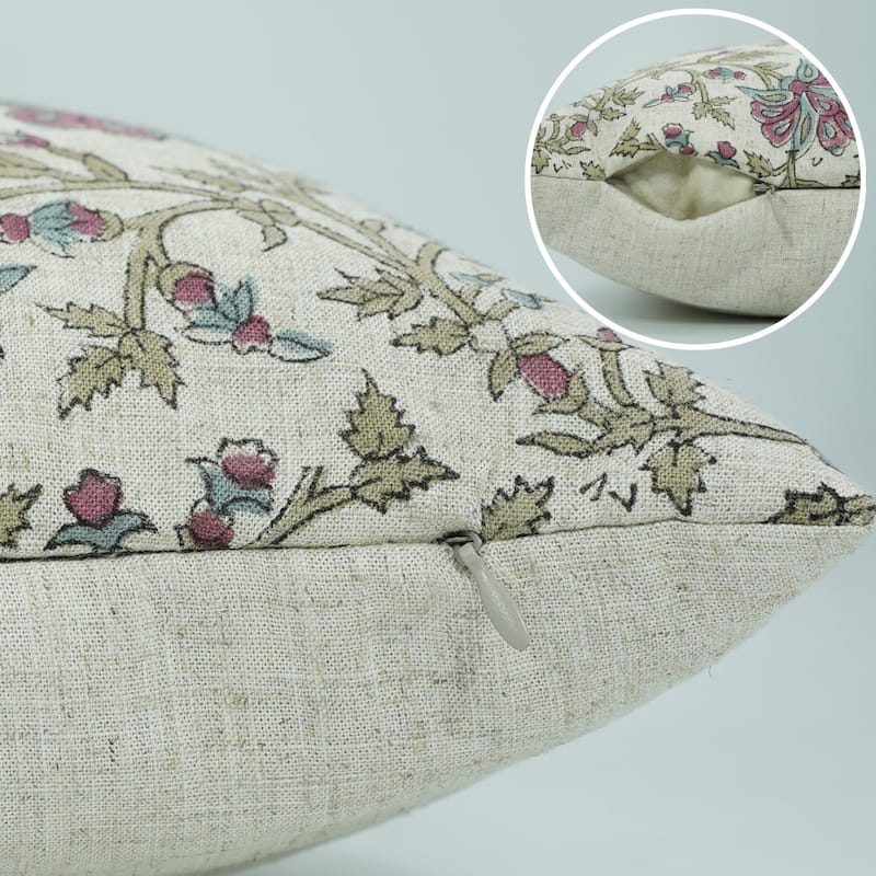Fabdivine Soft Pillow Cover Shape Floral Block Print for Hotel Couch Spring Guest Room Blue Farmhouse, Mohini