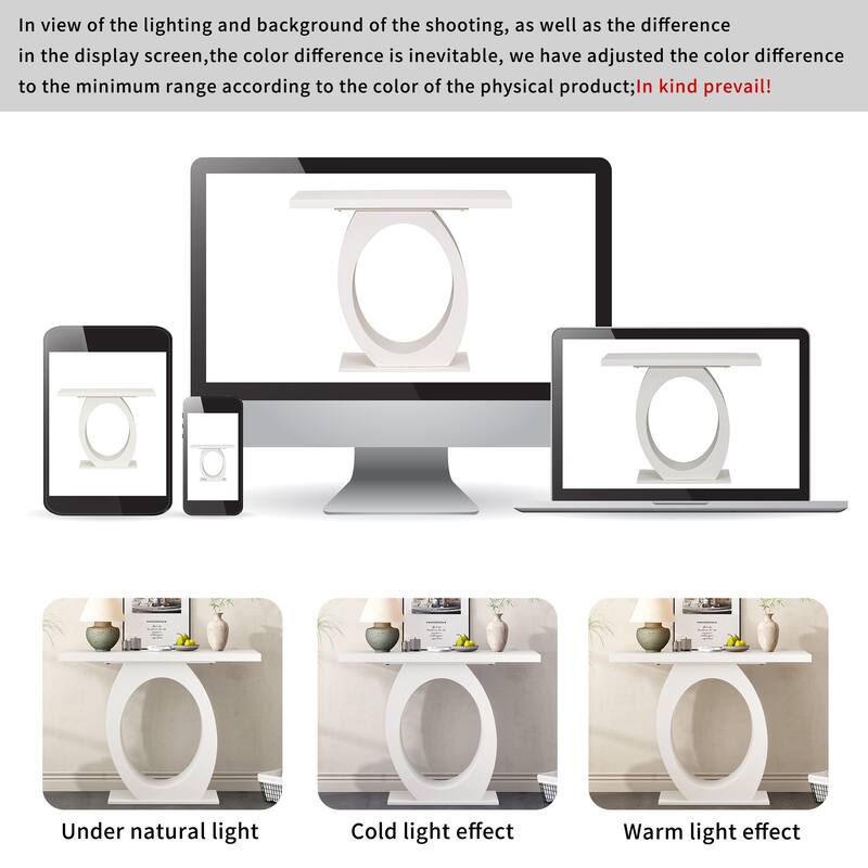 39.4" Modern Rectangle Side Table with Unique Egg-shaped Base for Living Room or Bedroom