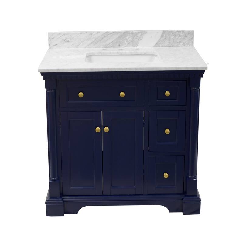 KitchenBathCollection Sydney 36" Bathroom Vanity with Carrara Marble Top
