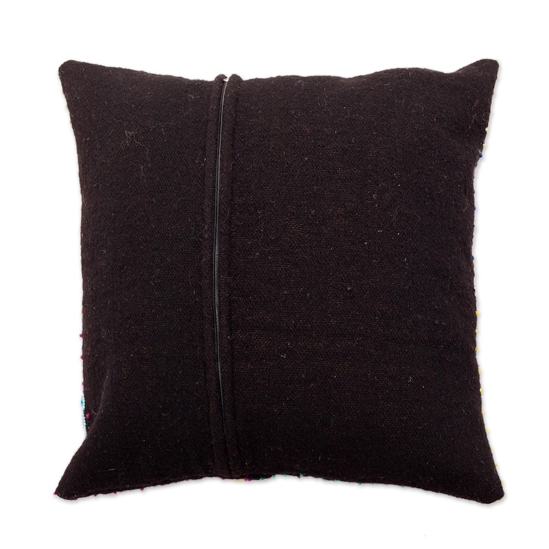 Novica Handmade Dark Garden Wool Cushion Cover