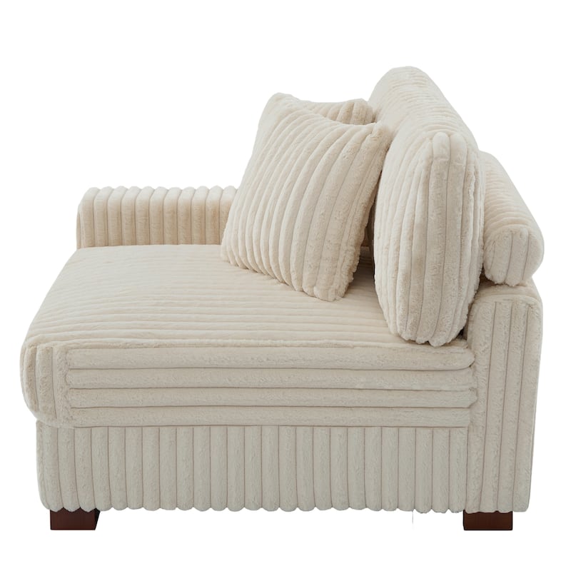 Plush Corduroy Chaise Armchair Modular Lounge Sectional Corner Sofa