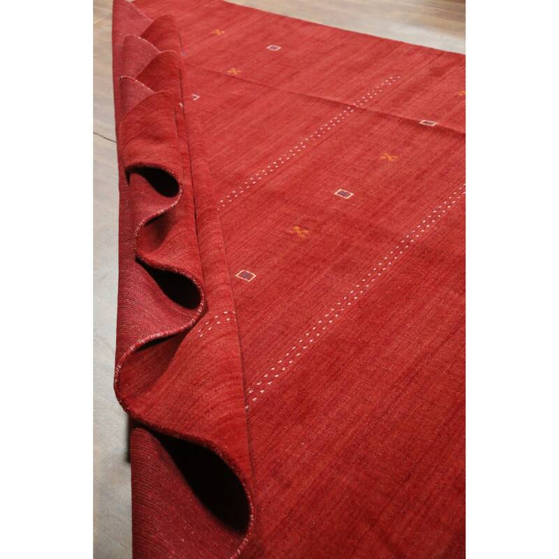 Hand Knotted Oriental 100% Wool Carpet Tribal Tribal Red Gabbeh Area Rug - 11' 4'' X 8' 2''