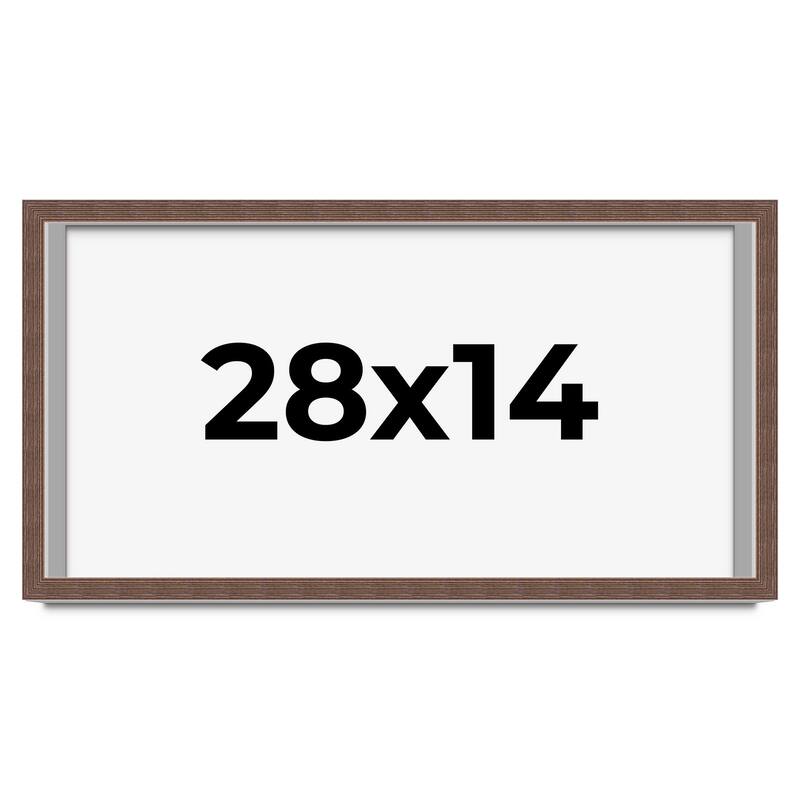 28x14 Shadow Box Frame Brown | 1.125 inches Deep Real Wood Rustic