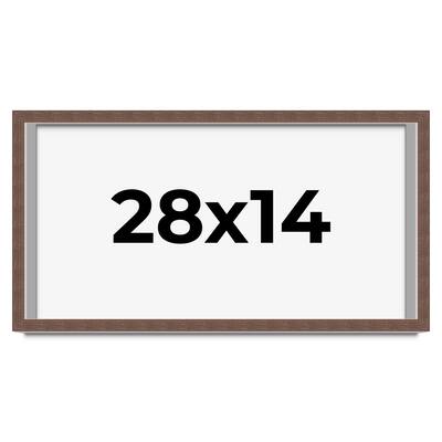 28x14 Shadow Box Frame Brown | 1.125 inches Deep Real Wood Rustic