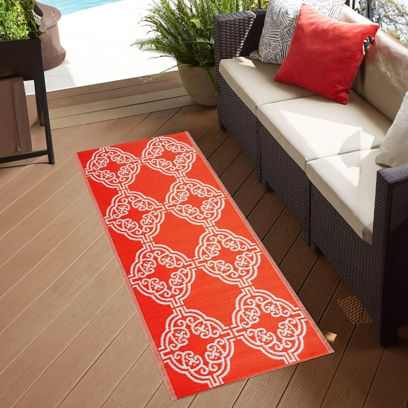 Playa Rug Outdoor Recycled Reversible Plastic Folded Mat/Rug Marrakesh Collection Lightweight & Weather, Water and UV Resistant