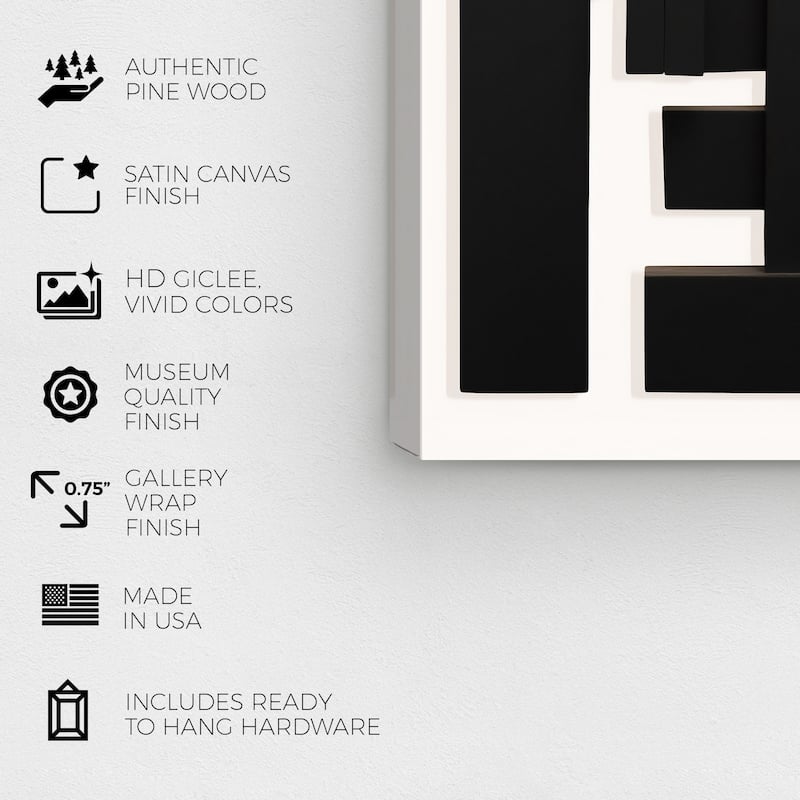 Wynwood Studio Canvas Abstract Printing Press Shapes Black and Ivory Modern & Contemporary Wall Art Canvas Print