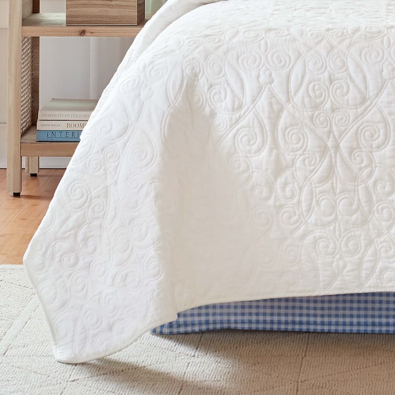 Laura Ashley Felicity Cotton Reversible White Quilt Set