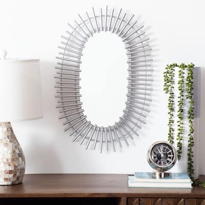 SAFAVIEH Valory 16-inch Silver Vertical Oval Mirror - 16" W x 1.5" L x 24" H