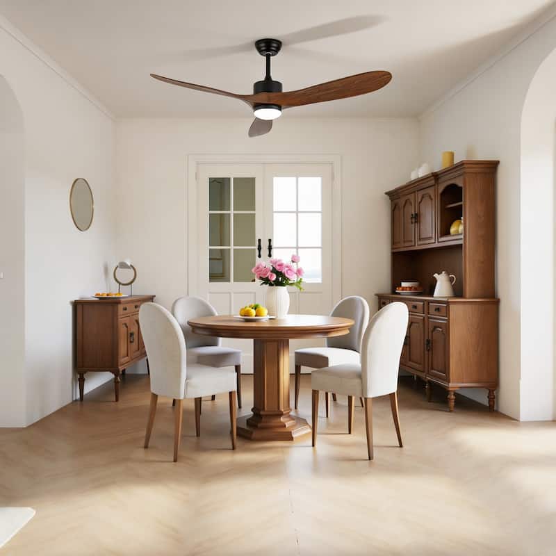 60" Farmhouse Ceiling Fan with LED Light Remote Control,Quiet DC Motor 6 Speed Levels for Living Room, Bedroom, Office,Indoor