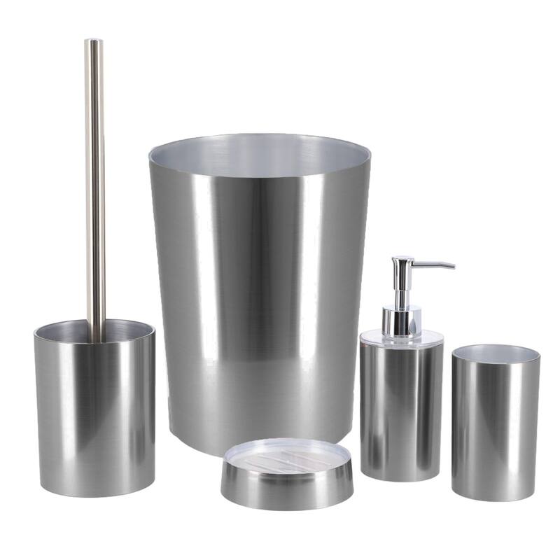 Brushed Aluminum Soap Dish Cup Dispenser Tray NOUMEA - Silver - 4.5" L x 4.5" W x 1.5"H