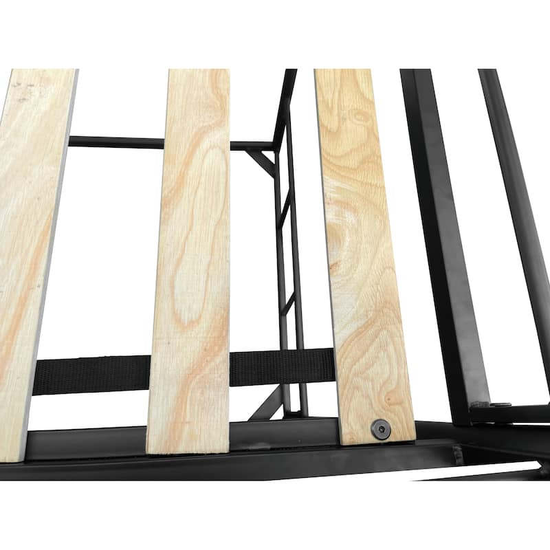 Black Twin over Twin Size Steel Bunk Bed with Fence