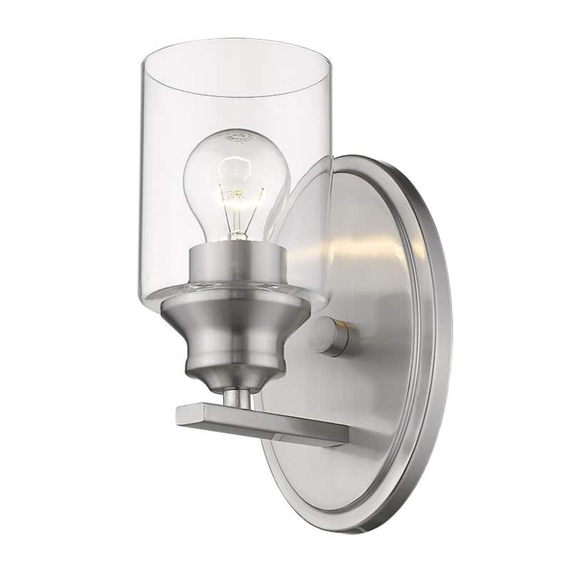 Modern Wall Sconce 1 Light with Clear Glass Shade and Steel Fixture Damp Rated Reversible Mounting - 9.25" H x 5" W x 5.75" D
