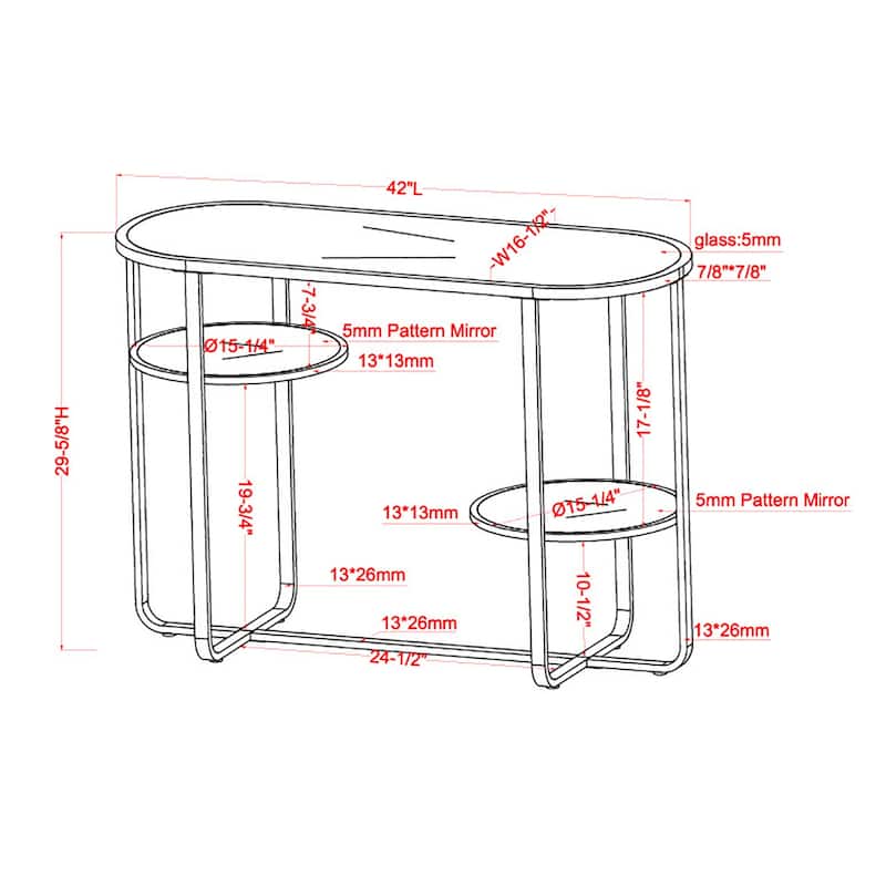 Kaldwell Glam Chrome 42-inch Glass Top 2-Shelf Sofa Table by Furniture of America