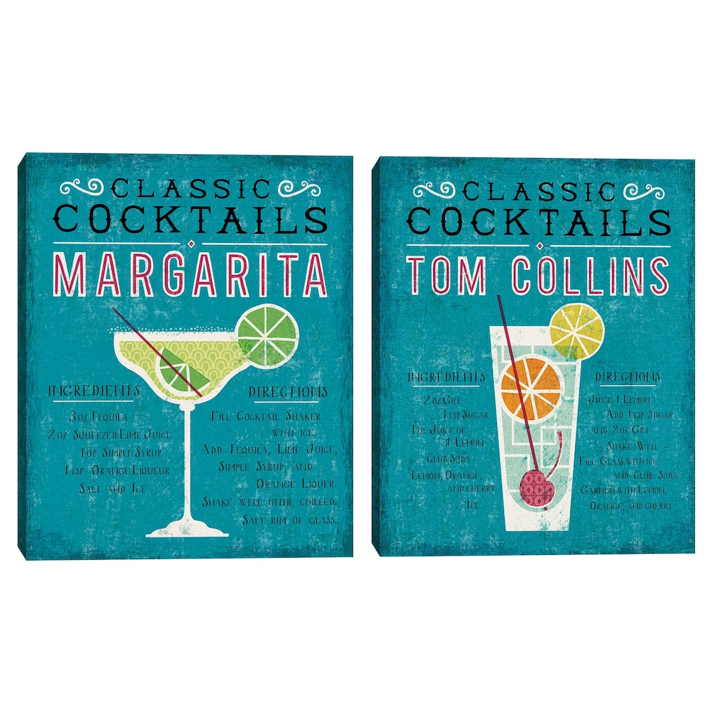 Classic Cocktails Margarita, Classic Cocktails Tom Collins by Michael Mullan Canvas Art Prints