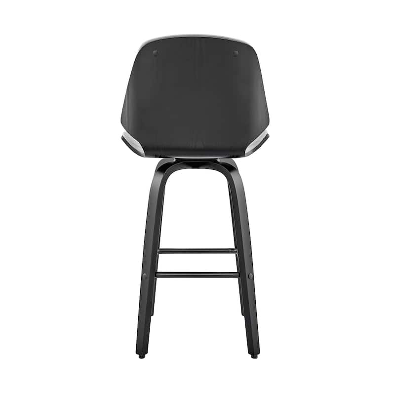 Modern 26" Swivel Bar Stool with Faux Leather Seat and Iron Legs for Kitchen Island - 40”H x 19”W x 20”D