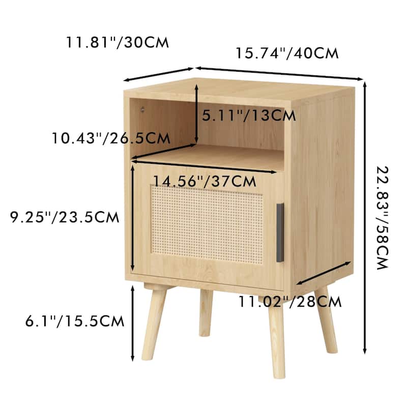 Rattan Nightstand, Accent Bedside End Table