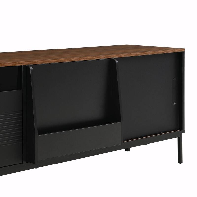 70.8'' Modern TV Stand for TVs up to 75", Entertainment Center with Storage, Sliding Doors