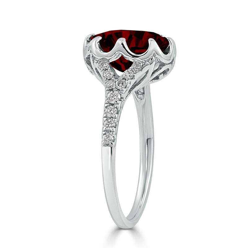 Auriya 2 7/8ct Oval Red Garnet and Diamond Ring 1/4ctw 18K Gold
