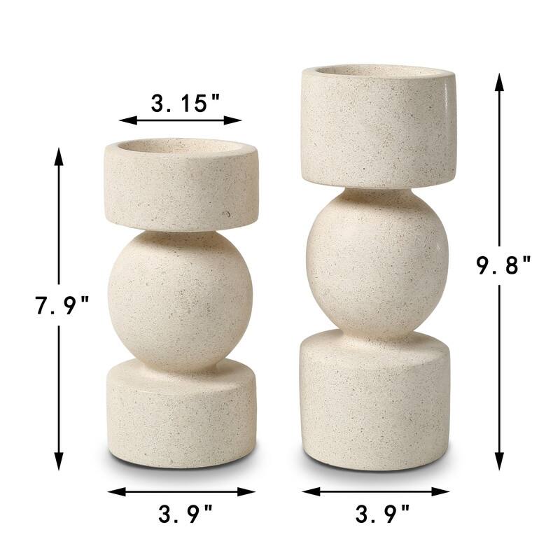 Bosa Travertine Candle Holders Set of Two 7.8"/10" H