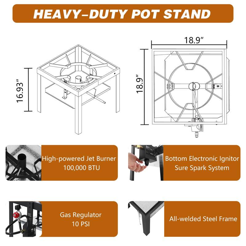 Creole Feast 60QT/100QT Seafood Boiling Kit with Strainer, Aluminum Propane Gas Boiler with 10 PSI Regulator