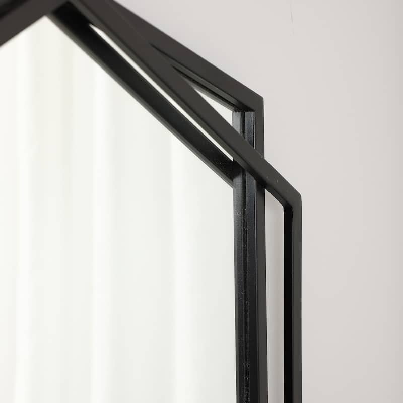 Black Metal Hexagon Frame Wall Accent Mirror, Bathroom Wall Mirror - 31.75" H x 22" W x 1.25" D