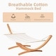 preview thumbnail 3 of 7, Outsunny 1-Person Hammock with Stand Set for Outside & Inside, 154" x 47" Wooden Frame, Cotton Fabric Bed, Safety Cords