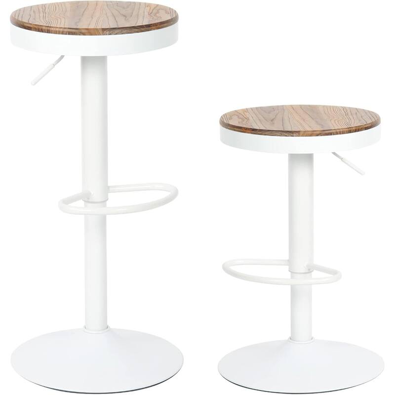 Bar Stools set of 2, Swivel Bar Chairs with Footrest for Kitchen Island - White