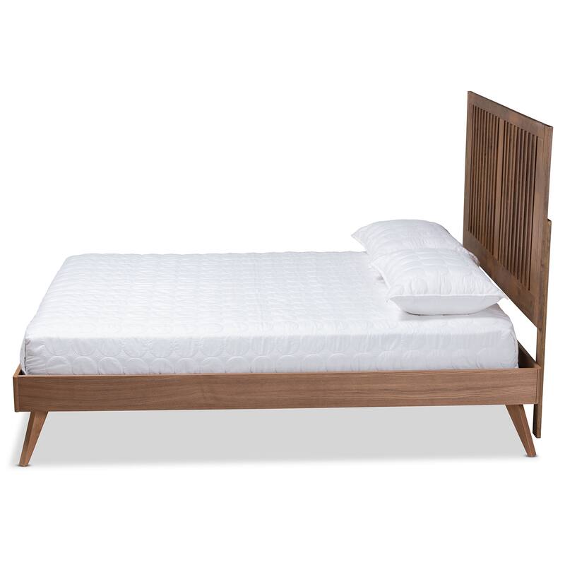 Takeo Transitional Ash Walnut Finished Wood Platform Bed