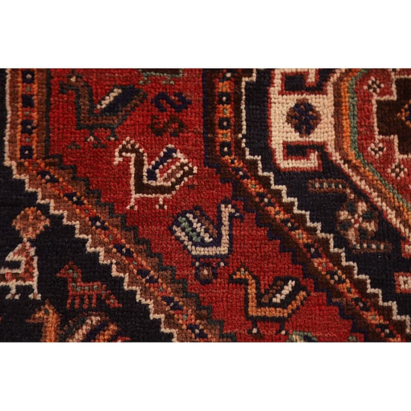 Tribal Red Shiraz Persian Vintage Area Rug Hand-knotted Wool Carpet - 3'8"x 5'5"