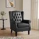 preview thumbnail 2 of 76, Button-Tufted Accent Chair Wingback Armchair - 38"H Black-Leather