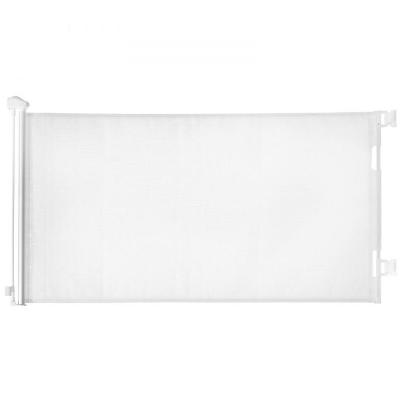 Retractable Baby Gate with Escape-Proof Bottom Hook and Mesh Design for Kids and Pets Safety - 55” x 33” - White