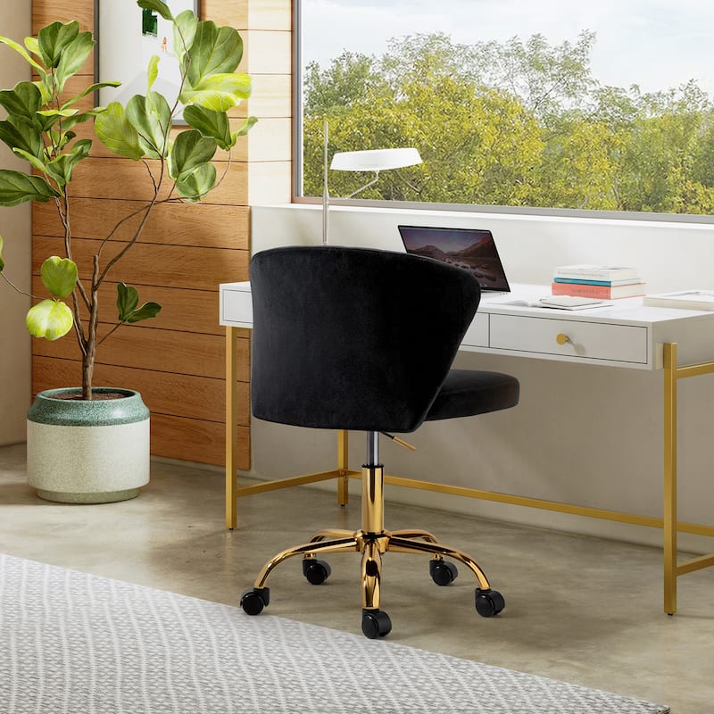 Ilia Modern Velvet Wingback 360 degree Ergonomic Office Task Chair with Channel Tufted Back by HULALA HOME