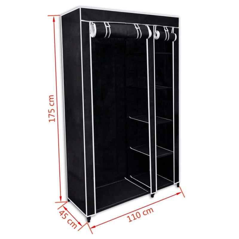 vidaXL Folding Wardrobe Black 43" x 18" x 69" - 43" x 18" x 69"