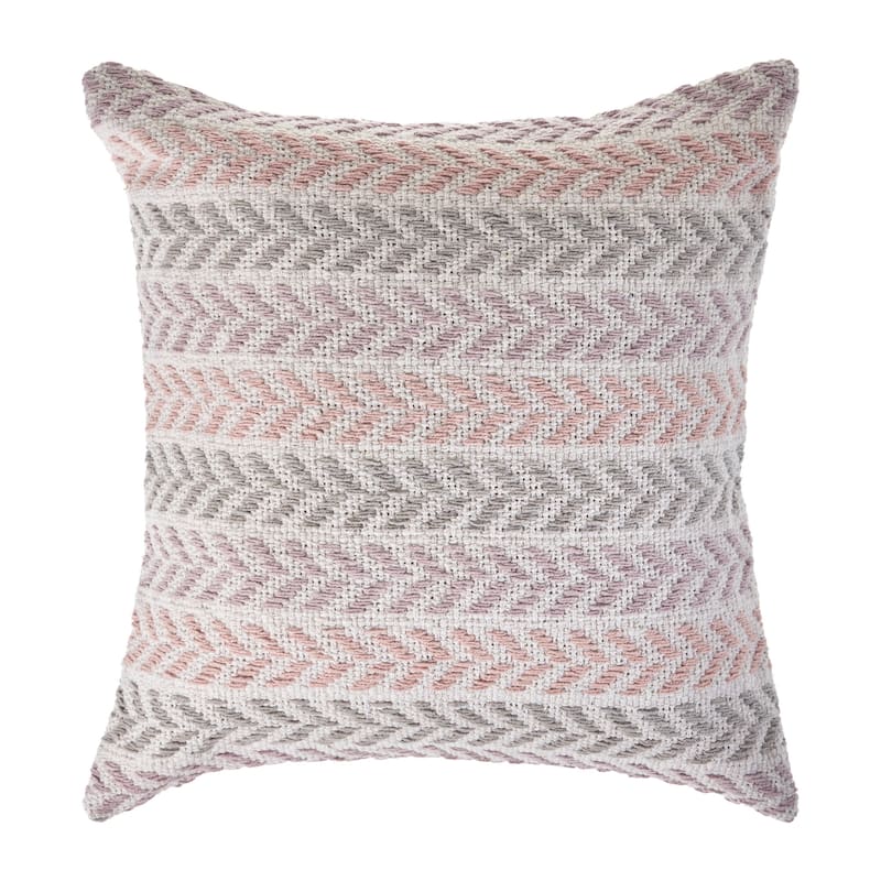 HomeRoots Set of Four 18" X 18" Purple Beach Chevron Cotton Zippered Pillow