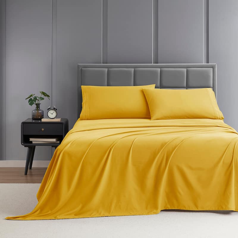 Clara Clark Premium 1800 Series Ultra-soft Deep Pocket Bed Sheet Set - California King - Yellow