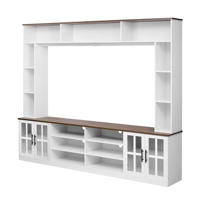 95.5" Wall Unit Entertainment Center Set with Bookshelves, TV Stand for Televisions Up to 80", Media Cabinet with Bridge